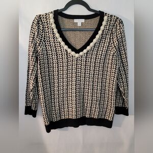 Charter Club Imitation Pearl V-Neck Sweater Size M